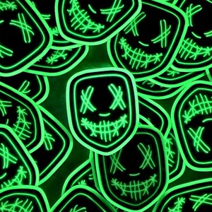 neon glow in the dark masked men, dark romance books, dark romance readers, masktok, neon masked men, booktok sticker, bookish gift, book lover, unhinged books, vinyl kindle sticker