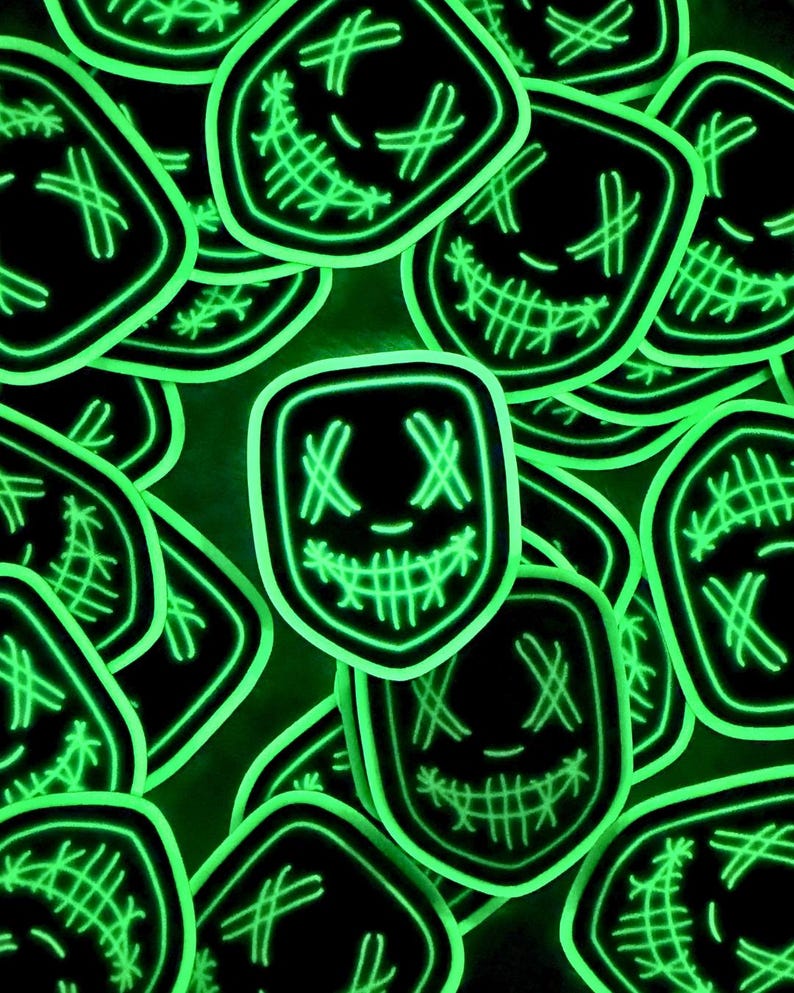 neon glow in the dark masked men, dark romance books, dark romance readers, masktok, neon masked men, booktok sticker, bookish gift, book lover, unhinged books, vinyl kindle sticker