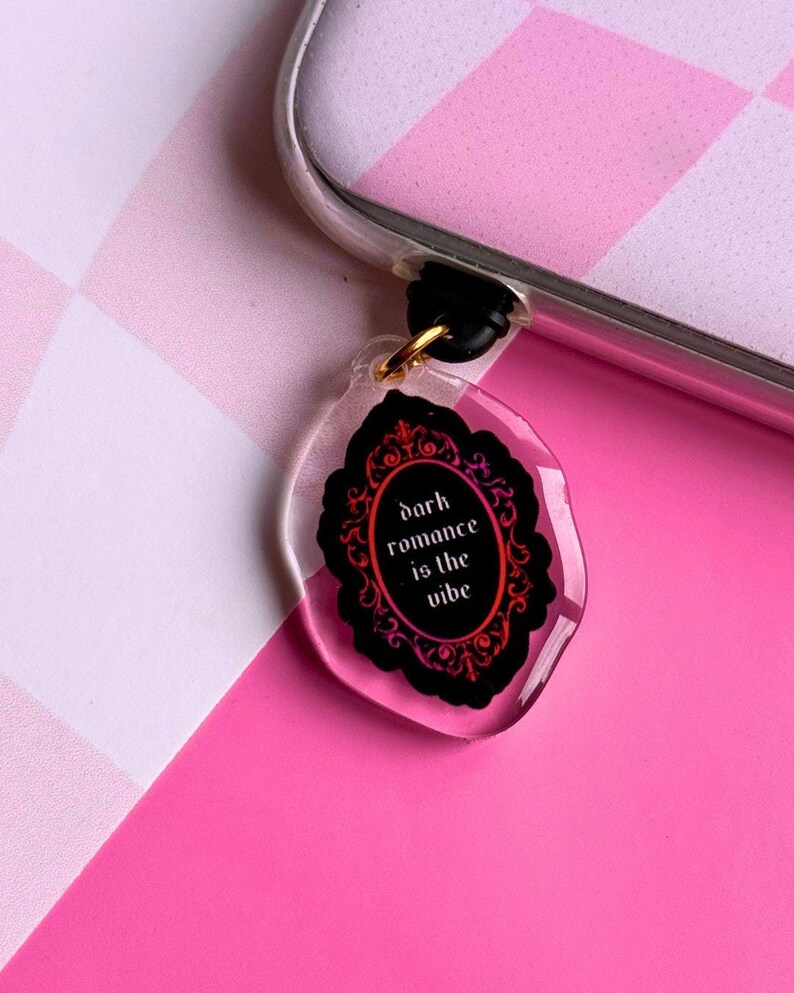 dark romance is the vibe kindle charm. romance readers, smutty books, smut reader, spicy books, kindle accessories, kobo charm, usb c plug, cute gift for readers, book lovers, booktok, zade meadows