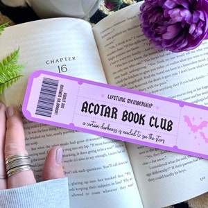 ACOTAR Book Club Lesezeichen-Ticket | Rosa Lesezeichen | Lesezeichen-Gutschein | Niedlich | Geschenk für Buchliebhaber | Schmutz | Dunkle Romanze