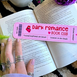 Dark Romance Book Club Lesezeichen-Ticket | Rosa Lesezeichen | Lesezeichen-Gutschein | Süßes Lesezeichen | Geschenk für Buchliebhaber | Schmutz | Dunkle Romanze