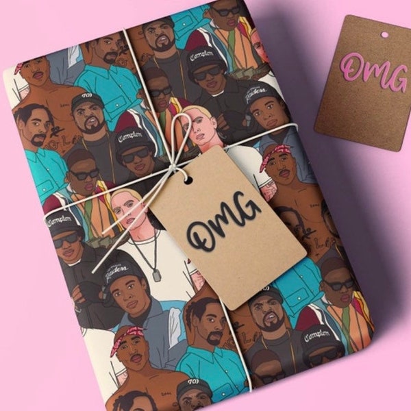 Rapping Paper | Snoop Dogg | Dr. Dre | Ice Cube | Eazy E | 2Pac | Notorious B.I.G. | Eminem | Gift Wrapping Paper