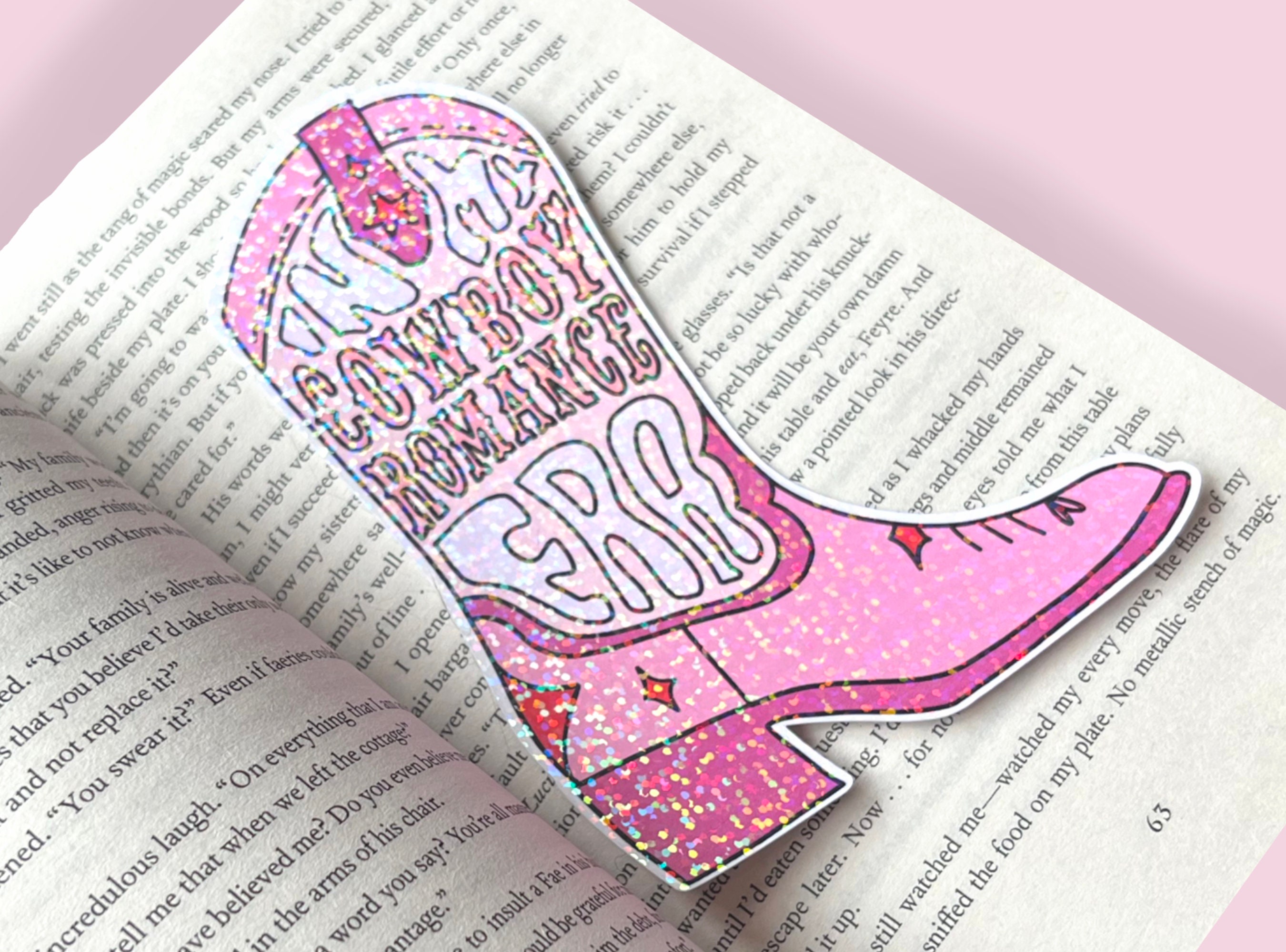 Cowboy Romance Era Boot Bookmark | Pink Bookmark | Western Glitter ...