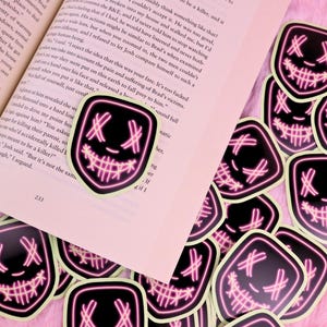 neon glow in the dark masked men, dark romance books, dark romance readers, masktok, neon masked men, booktok sticker, bookish gift, book lover, unhinged books, vinyl kindle sticker
