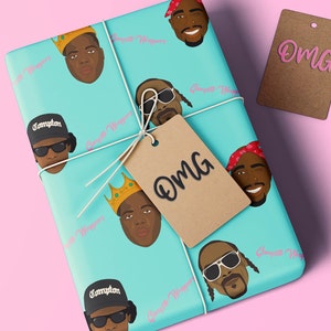 Gansta Wrappers Rapping Paper | Funny Gift Wrapping Paper | 2Pac | Snoop Dogg | Eazy E | Biggie | Notorious B.IG