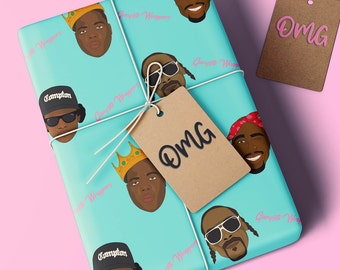 Gansta Wrappers Rapping Paper / Papel de Envoltura de Regalo Divertido / 2Pac / Snoop Dogg / Eazy E / Biggie / Notorious B.IG