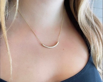Dainty Tube Necklace, 14k Gold Necklace, Minimalist Necklace, Gold Layering Necklace, Everyday Necklace, Gifts For Her