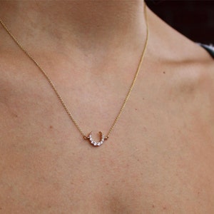 Dainty Moon Necklace, 14k Gold Crescent Moon, Mini Moon Jewelry, Half Moon Jewelry, Dainty Celestial Necklace, Gifts For Her