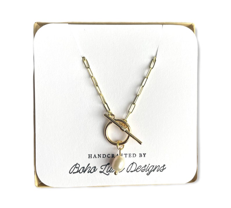 Gold Cross Paperclip Toggle Necklace main image 1