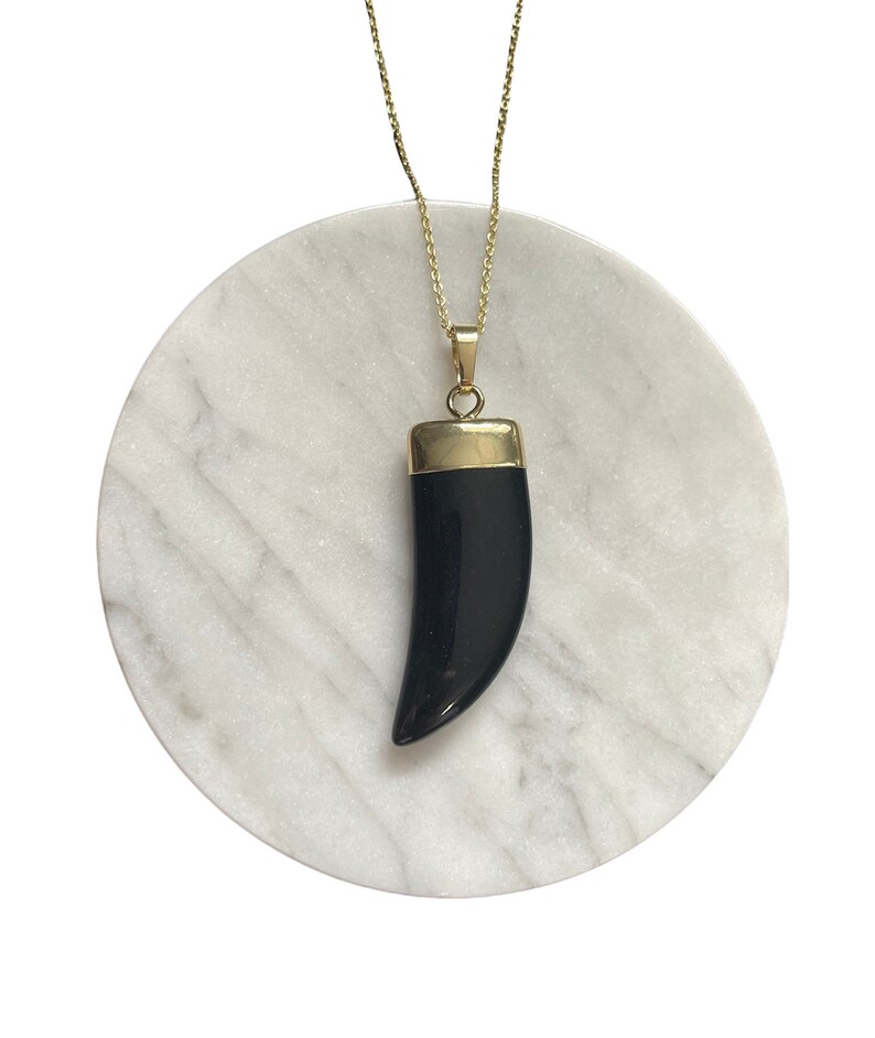 Horn Crystal Necklace Gold Statement Necklace Etsy