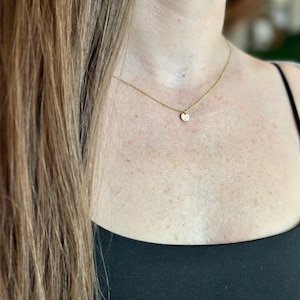 Dainty Disc Necklace, 14K Gold Dot Necklace, Tiny Dot Necklace, Gold Necklace, Gold Layering Necklace, Monogram Necklace, Gifts For Her
