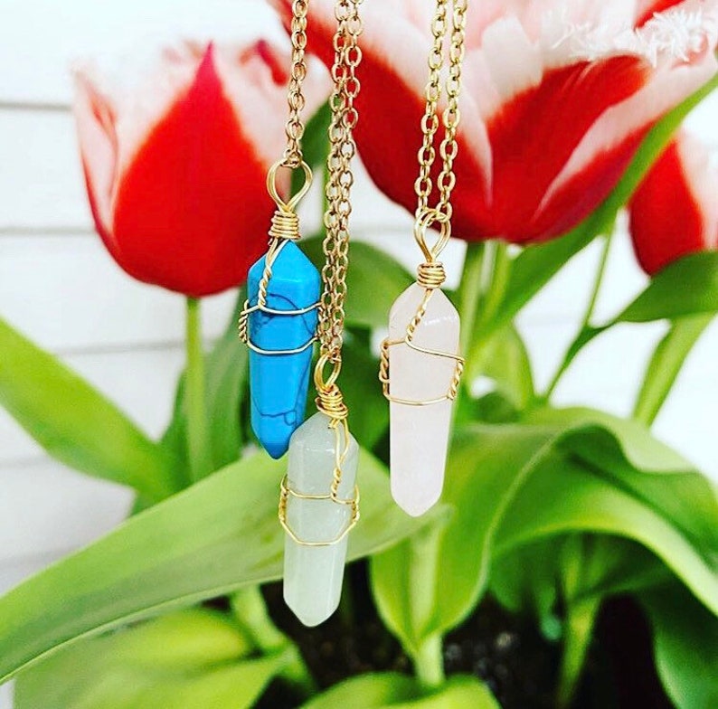 Genuine Crystal Necklace Gold Wire Wrapped Crystal Necklace Etsy