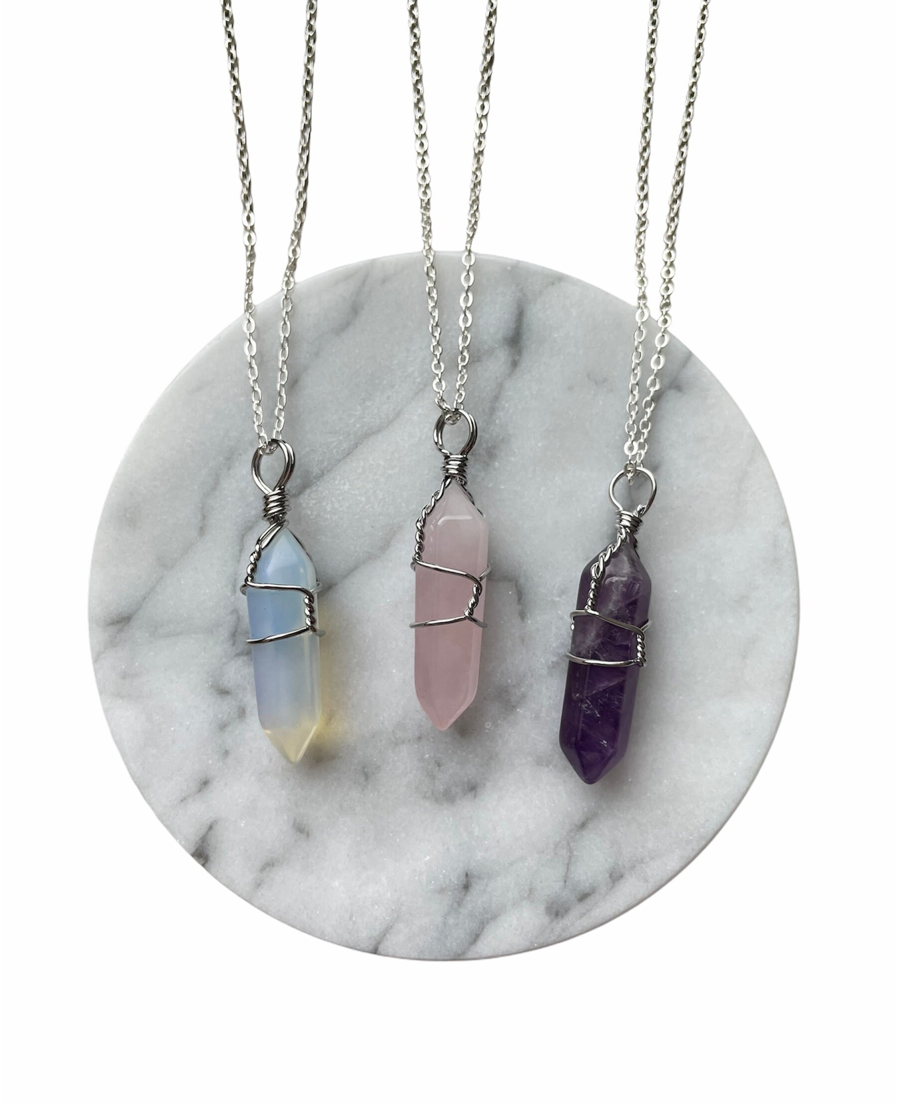 wrapped crystal necklace