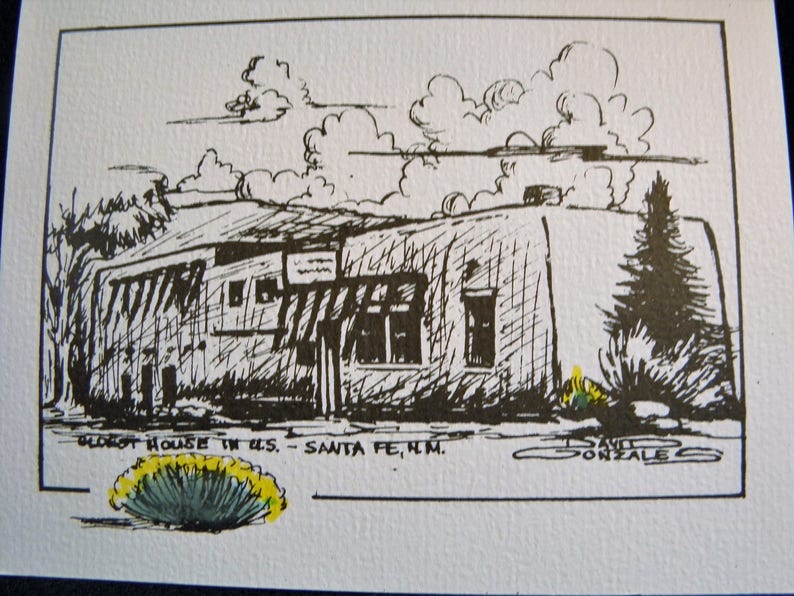 Christmas Holiday cards Traditional Santa Fe adobe house,FREE SHIPPING!