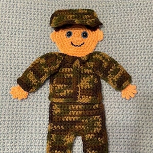 Dress Up Doll, Boy, Camouflage Army suit PDF pattern to download