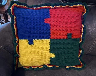 Patrón de almohada con rompecabezas para autismo únicamente