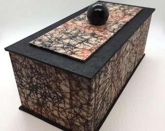 Handmade Nepalese batik paper covered Box for desk, table, home decor or jewelry