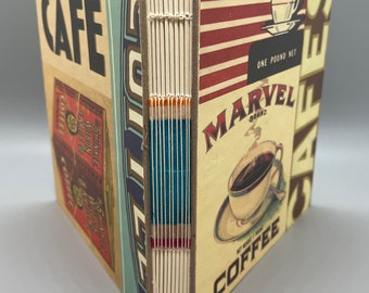 Vintage Coffee Lover's Italian paper sketchbook/journal-Hand made, one of a kind