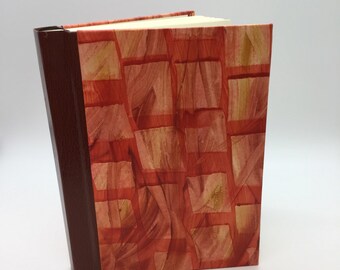 Book/journal/notebook/diary with one-of-a-kind abstract fire design Paste paper cover & Asahi book cloth spine