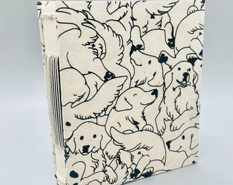 Doggie pattern paper, one of a kind, open spine journal/notebook/sketchbook/diary