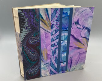 Abstract paper collage, one of a kind, open spine journal/notebook/sketchbook/diary