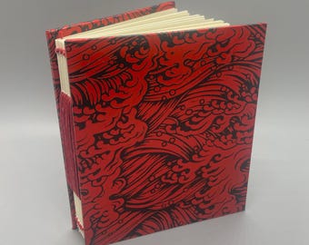 Japanese lacquer paper, one of a kind, open spine journal/notebook/sketchbook/diary