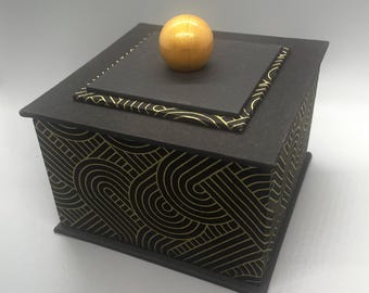 Elegant, Nepalese paper covered Box for jewelry, desk, coffee table, desk or dresser