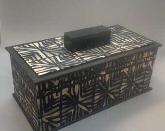 Nepalese batik  paper covered hand made Box for desk, coffee table, home decor or jewelry