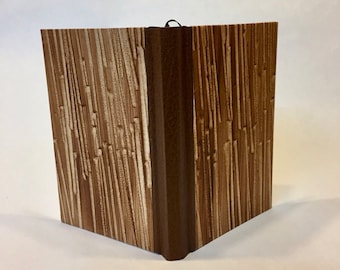 Handmade journal/notebook/sketchbook/diary with one-of-a-kind paste paper cover & bonded leather spine