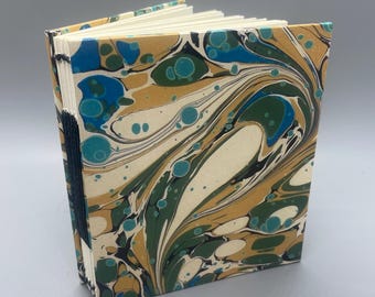 Unusual printed marbled paper, one of a kind, open spine journal/notebook/sketchbook/diary