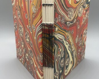 Lovely printed marbled paper, one of a kind, open spine journal/notebook/sketchbook/diary