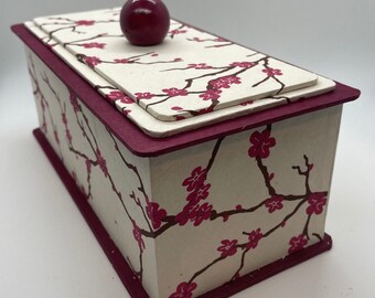 Handmade Nepalese peach blossom paper covered Box for desk, table, home decor or jewelry