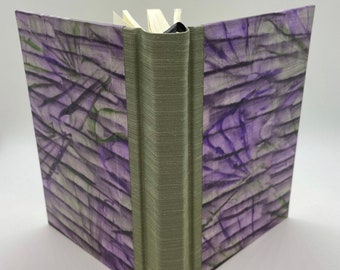 Abstract floral journal/diary/notebook with one-of-a-kind hand decorated Paste paper cover & Asahi book cloth spine