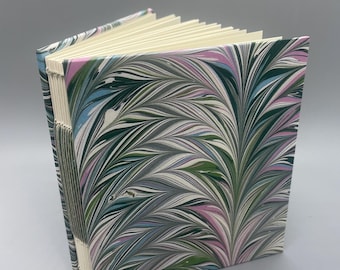Printed marbled paper, one of a kind, open spine journal/notebook/sketchbook/diary