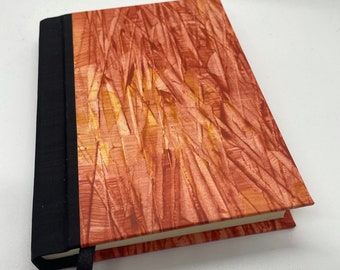 Abstract journal/diary/notebook with one-of-a-kind hand decorated Paste paper cover & Asahi book cloth spine
