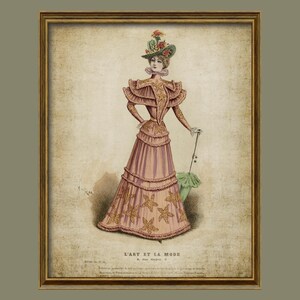 The Art of Fashion Prints 1891, catalogo di moda vintage, donne con abito antico, stampa artistica da parete regalo retrò /R154