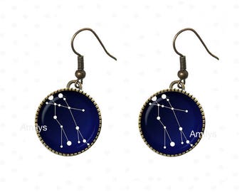 Earrings Constellation cabochons planet universe earth