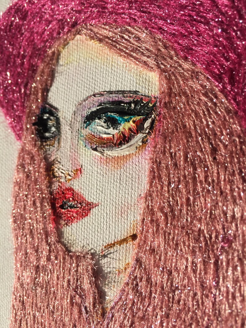 Portrait Embroidery Art Needlepoint Thread Embroidered Wall Etsy