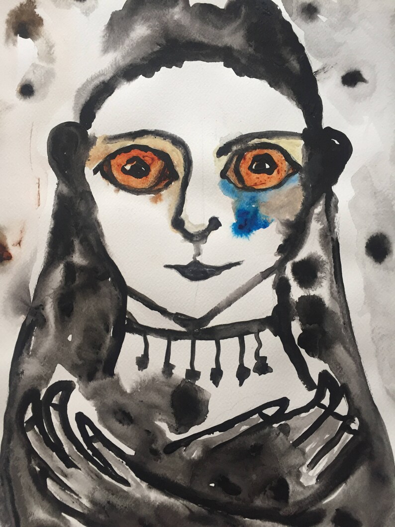 Acrylic Painting Dark Wall Art Original Art Portrait Etsy