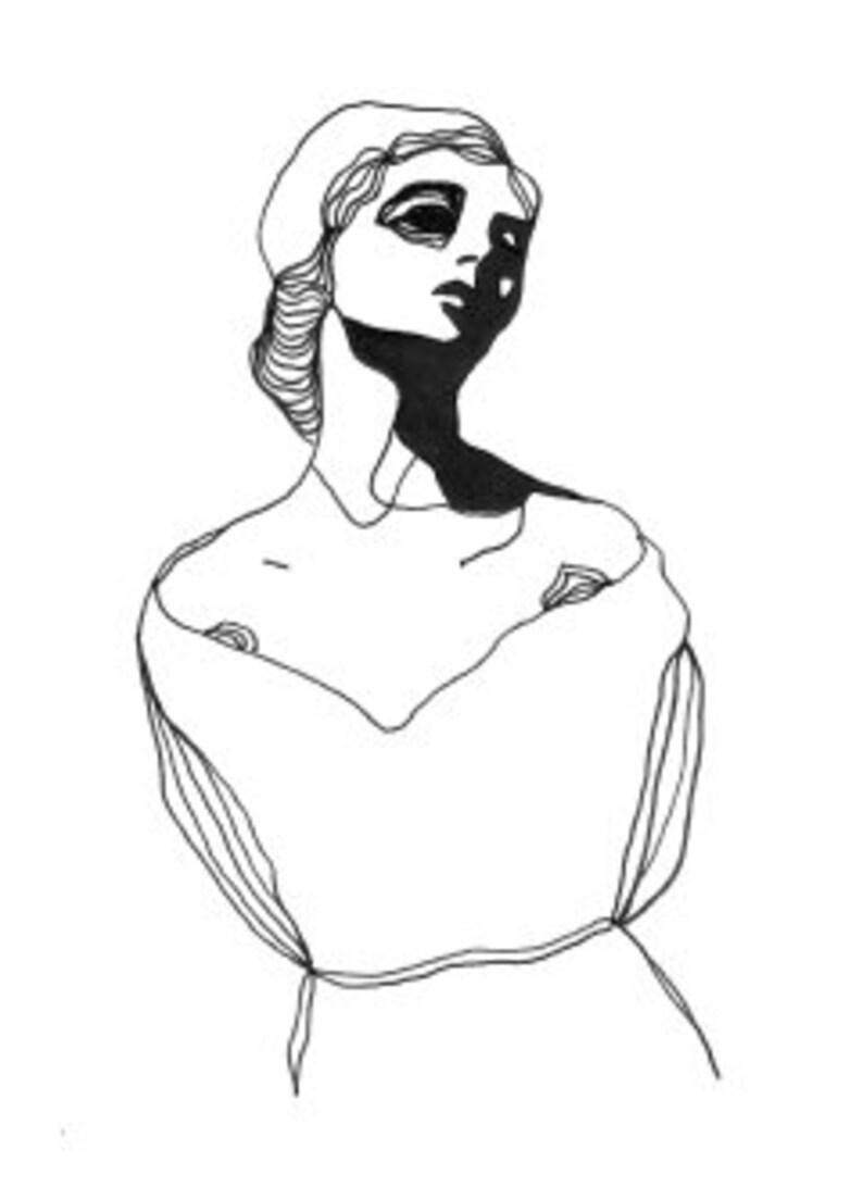 Minimalist Printable Art Female Figure Sketch Black White - Etsy