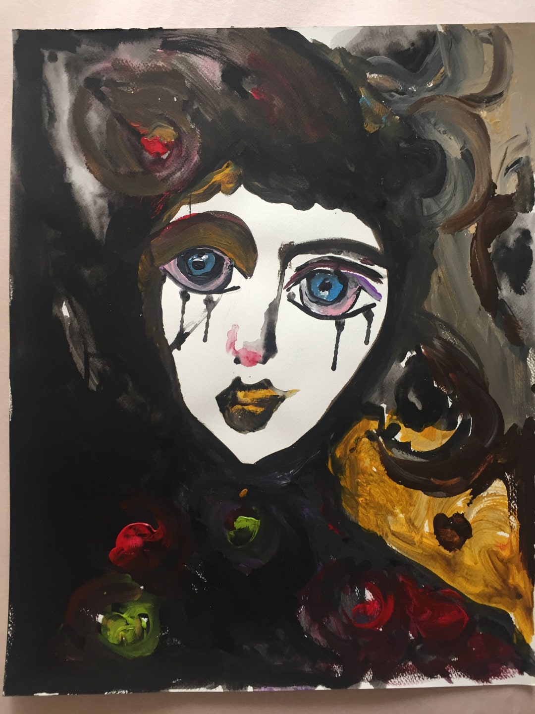 Acrylic Painting, Dark Wall Art, Original Art, Portrait Painting