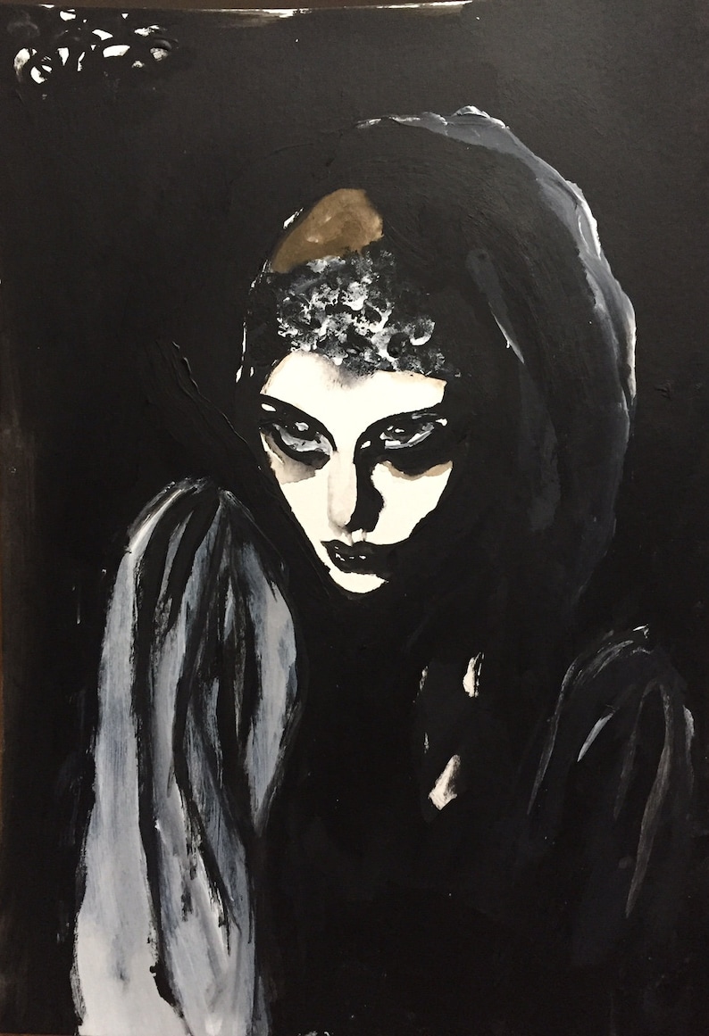 Mixed Media Art Watercolor Painting Acrylic Painting Black Etsy