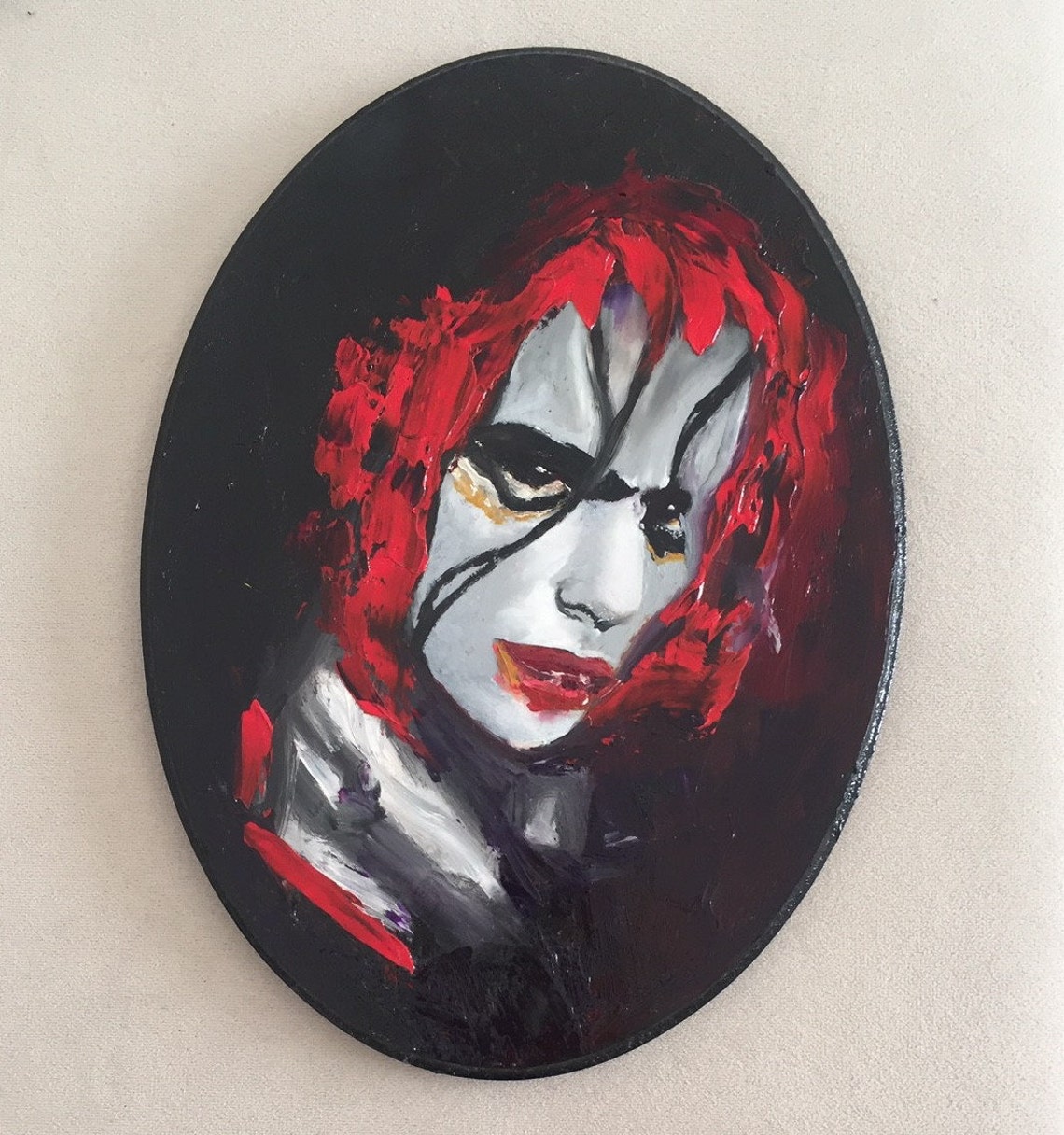 Purple and Red Wall Art Dark Portrait Painting Living Room Etsy