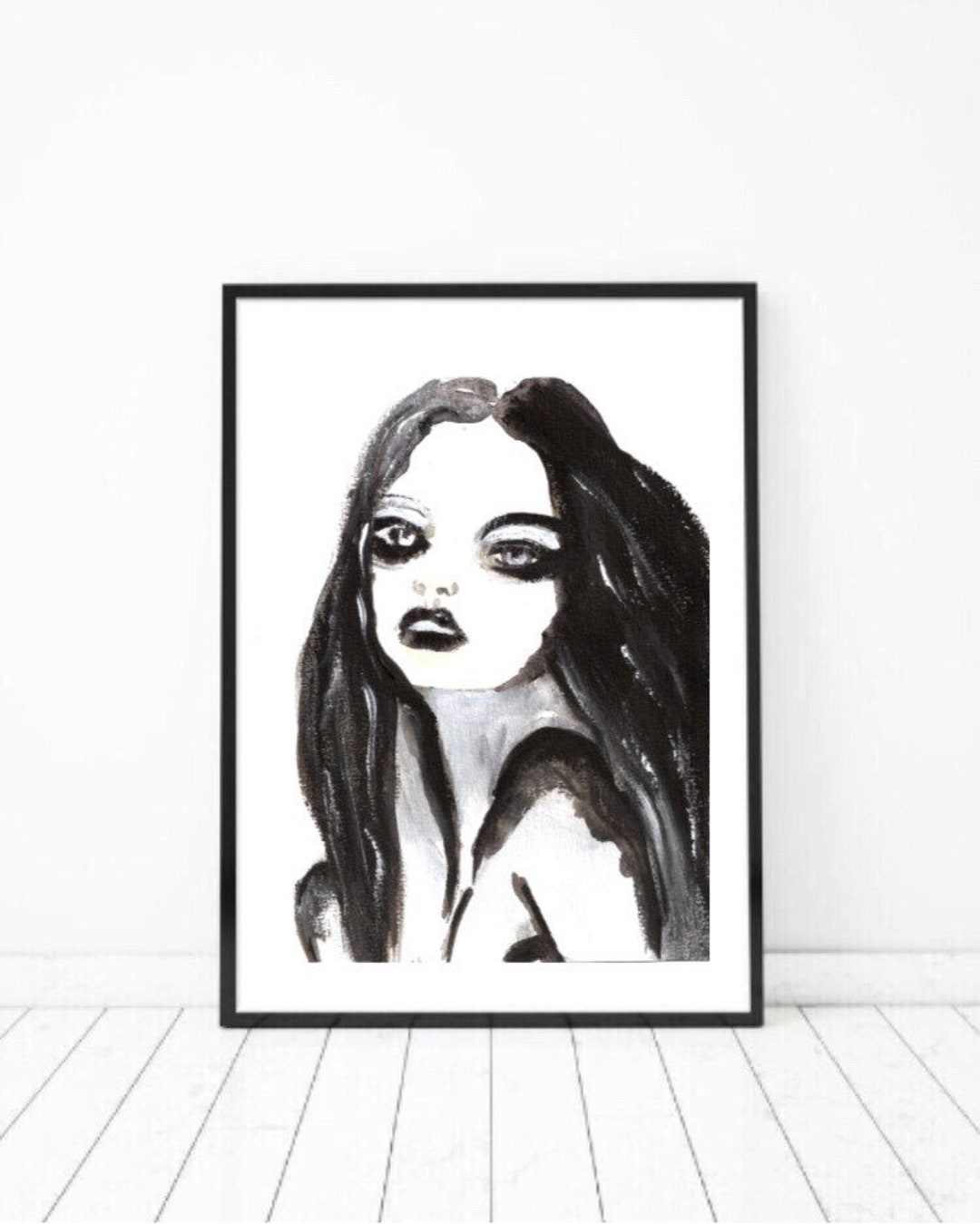 Portrait Painting Print Goth Decor Poster Printable Wall - Etsy