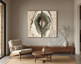 Set of 2 Japandi Oyster Shell Wall Art Prints for Wabi Sabi Living Room Decor, Large Abstract Earthy Tone Poster Printable Download