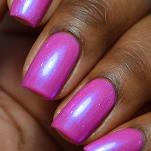 Magenta Pink Vegan Nail Polish - Pink Shimmer Holographic Nails - Jetsetter
