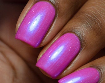 Magenta Pink Vegan Nail Polish - Pink Shimmer Holographic Nails - Jetsetter