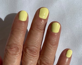 Pastel Yellow Nail Polish - Macaroon Creme Nails - Buttercup
