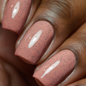 Terracotta Speckled Vegan Nail Polish - Pink And Black Flakie Nails - Mineralized