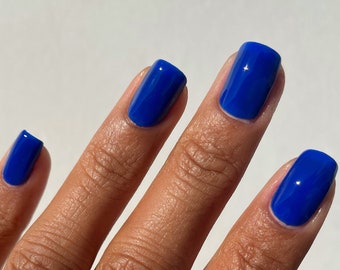 Electric Blue Vegan Nail Polish - Cobalt Bright Blue Creme Nail Polish - NYFW